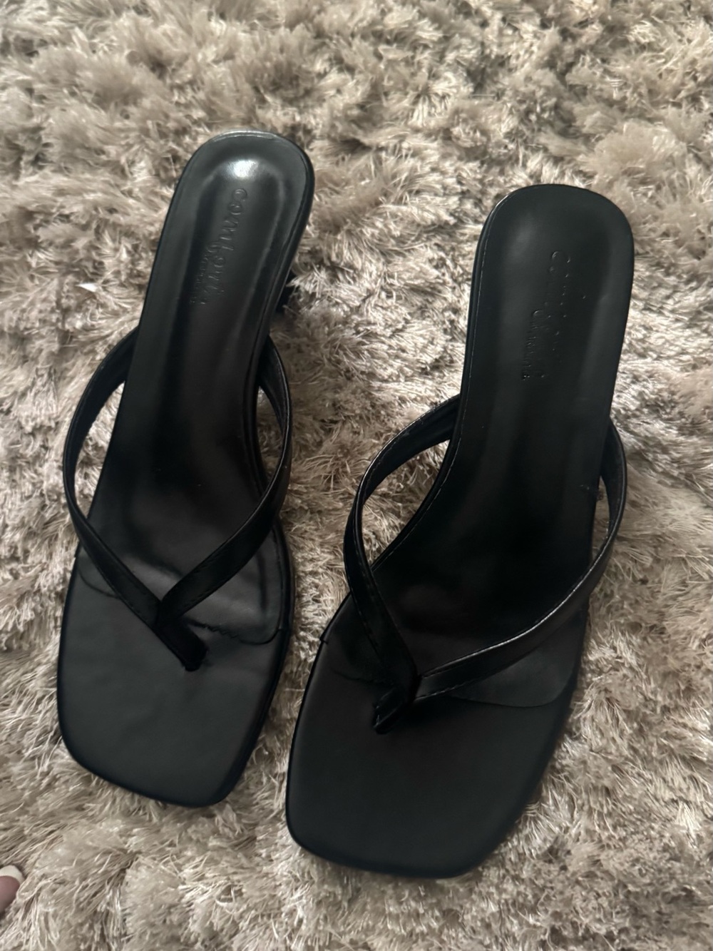 Black Women's Square-Toe Slide Sandals